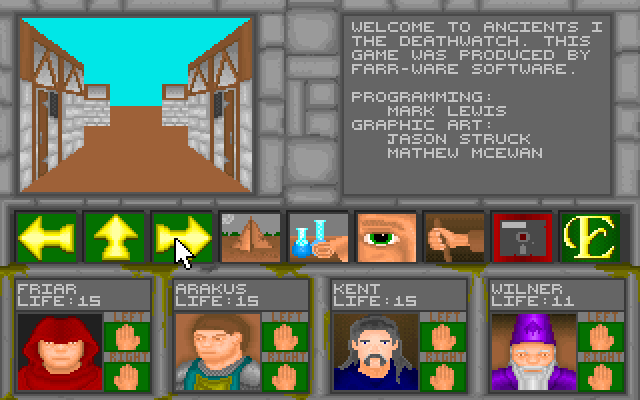 Ancients 1: Death Watch IBM PC/Compatibles Screenshot: Game start.