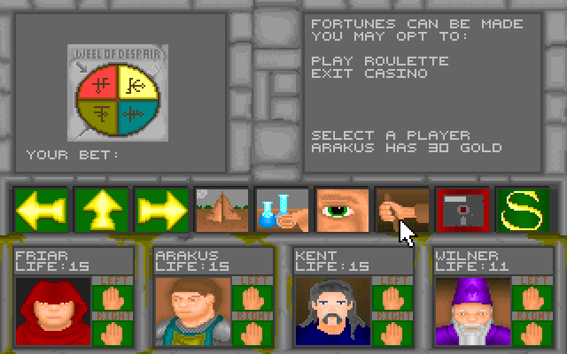 Ancients 1: Death Watch IBM PC/Compatibles Screenshot: Place your bet...