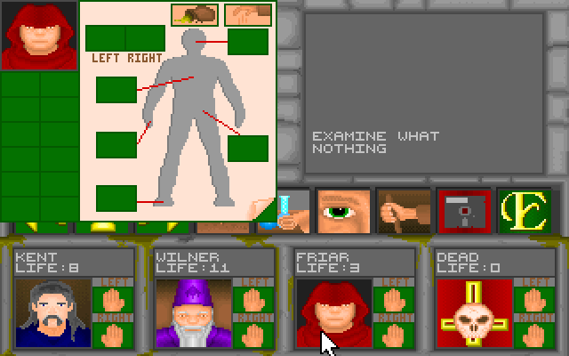 Ancients 1: Death Watch IBM PC/Compatibles Screenshot: Some more detailed information about my team.