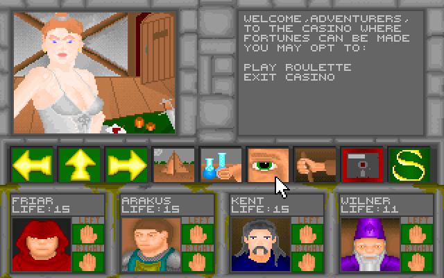 Ancients 1: Death Watch IBM PC/Compatibles Screenshot: Care to gamble at the casino?
