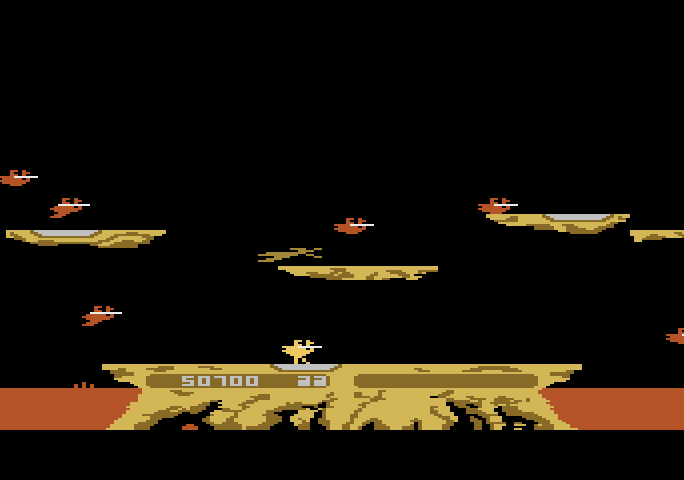 Joust Atari 5200 Screenshot: Watch out for that deadly pterry!
