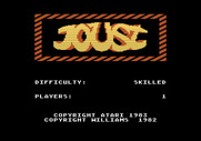Joust for Atari 5200 - Title screen and game options.