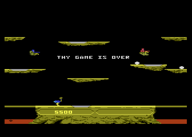 Joust Atari 7800 Screenshot: Game over.