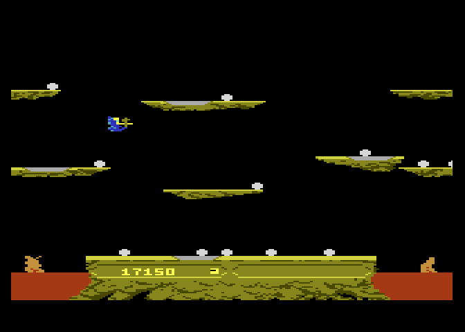 Joust Atari 7800 Screenshot: Collect eggs before they hatch...