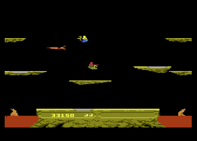 Joust Atari 7800 Screenshot: Avoid the pterodactyl!
