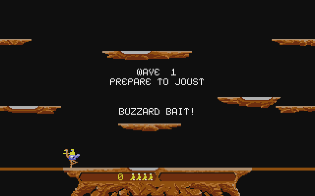 Joust Atari ST Screenshot: Prepare to Joust...buzzard bait!