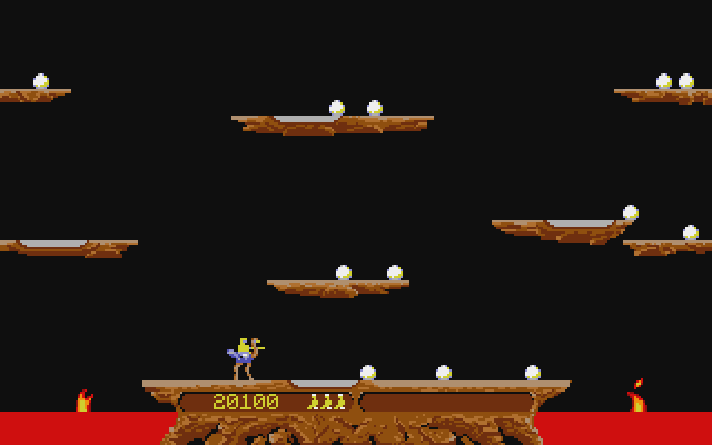 Joust Atari ST Screenshot: Start of an egg wave.