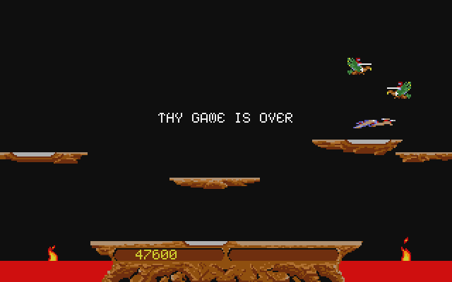 Joust Atari ST Screenshot: Game over.