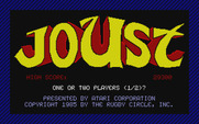 Joust for Atari ST - Title screen; the border flashes different colors...
