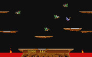 Joust for Atari ST - Lost a life, so my osterich flies off the screen...