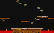 Joust for Atari ST - The pterodactyl can be beaten, but it requires very exact timing...