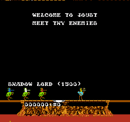 Joust NES / Famicom Screenshot: Game demonstration.