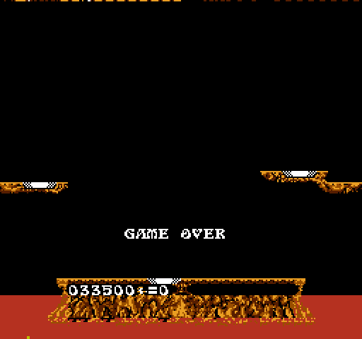 Joust NES / Famicom Screenshot: Game over.