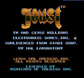 Joust for NES / Famicom - Title screen.