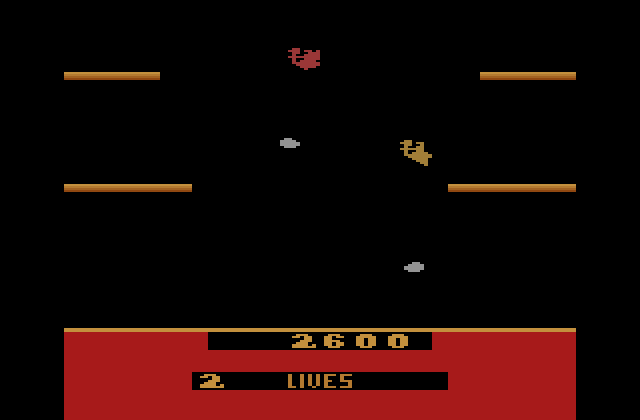 Joust Atari 2600 Screenshot: The eggs float in the Atari 2600 version...