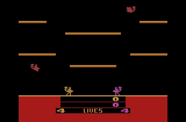 Joust Atari 2600 Screenshot: Starting a two player game.