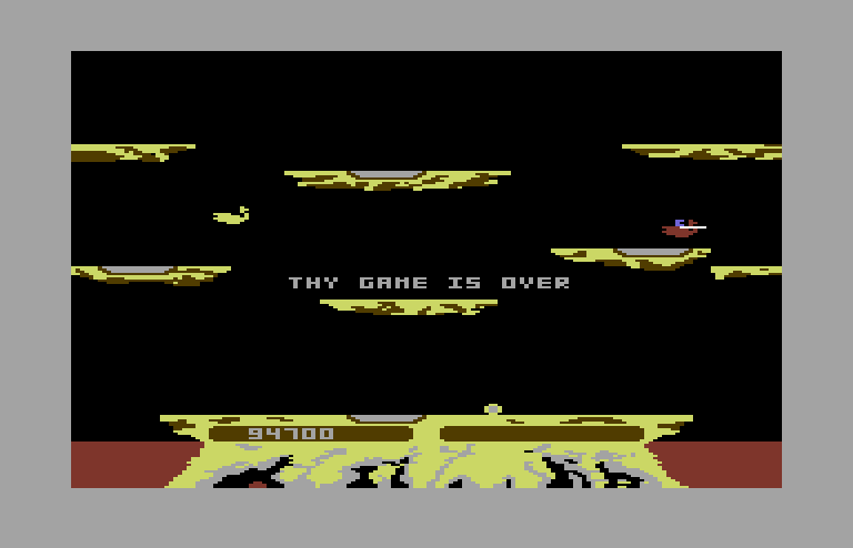 Joust Commodore 64 Screenshot: Game over.