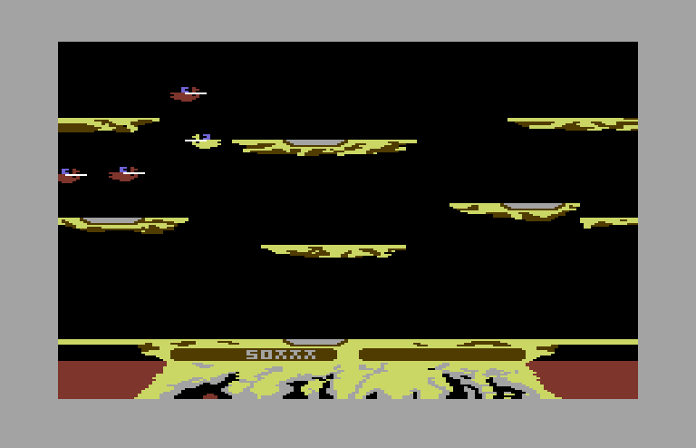 Joust Commodore 64 Screenshot: Joust in progress...