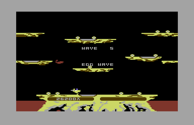 Joust Commodore 64 Screenshot: Collect eggs before they hatch!
