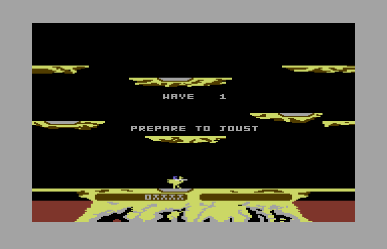 Joust Commodore 64 Screenshot: Game start.