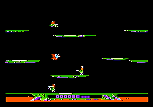 Joust Apple II Screenshot: Here come the enemy buzzards...