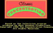 Classic Concentration for IBM PC/Compatibles - Initial title screen