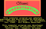 Classic Concentration for IBM PC/Compatibles - Secondary title screen