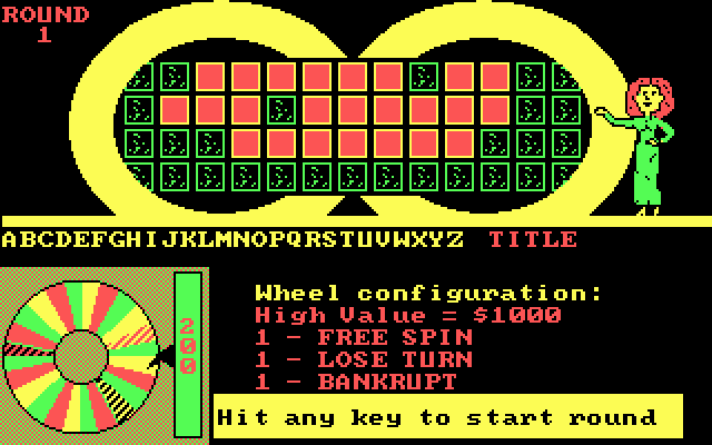 Wheel of Fortune: New Second Edition IBM PC/Compatibles Screenshot: Here's the wheel confiuration for this round...
