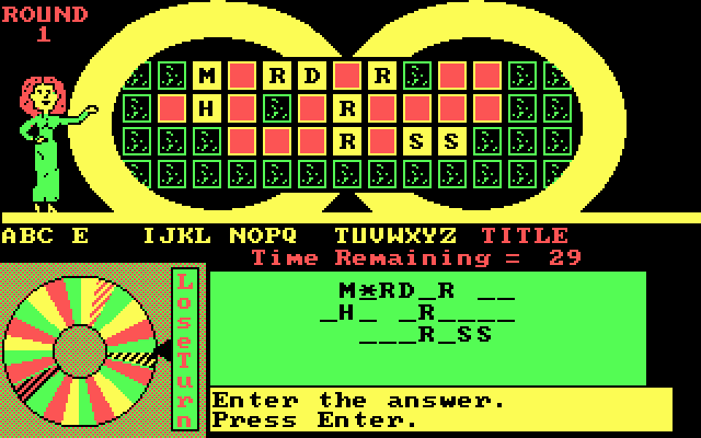 Wheel of Fortune: New Second Edition IBM PC/Compatibles Screenshot: Solving the puzzle...