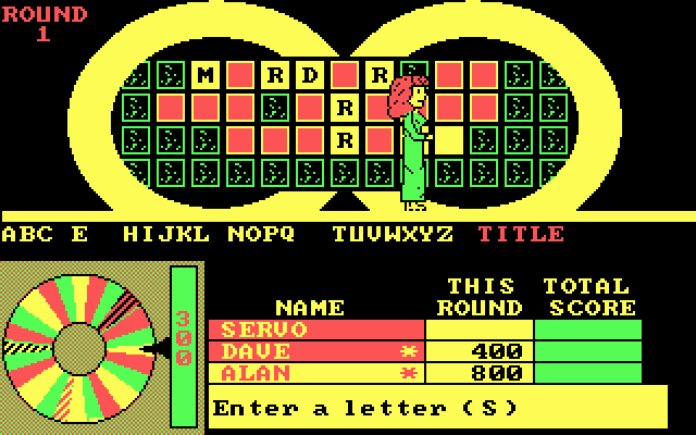 Wheel of Fortune: New Second Edition IBM PC/Compatibles Screenshot: There are few "S" in the puzzle.