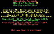Wheel of Fortune: New Second Edition for IBM PC/Compatibles - Copyright screen.