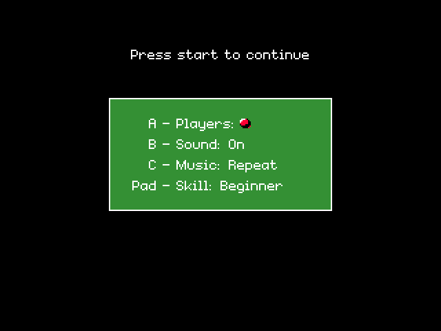 Will Harvey's Zany Golf Sega Genesis / Mega Drive Screenshot: Game settings.