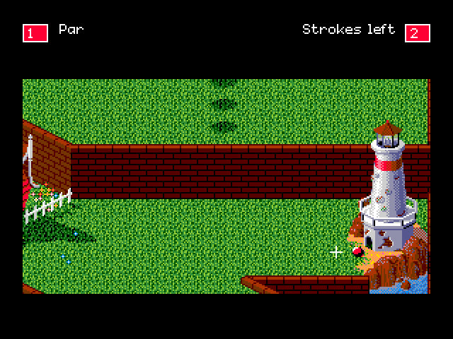 Will Harvey's Zany Golf Sega Genesis / Mega Drive Screenshot: My ball appear out of this windmill after falling into the hole on the upper platform.