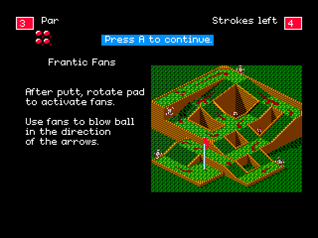 Will Harvey's Zany Golf Sega Genesis / Mega Drive Screenshot: The next hole overview.