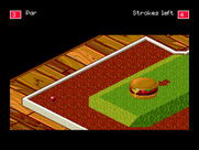 Will Harvey's Zany Golf for Sega Genesis / Mega Drive - This level has a hamburger blocking the hole!