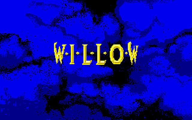 Willow Amiga Screenshot: Game title; the letters slowly unfold...