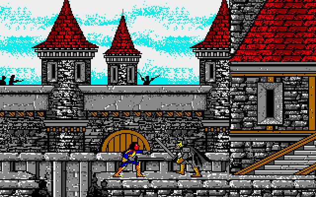 Willow Amiga Screenshot: Facing my opponent as the bridge collapses...