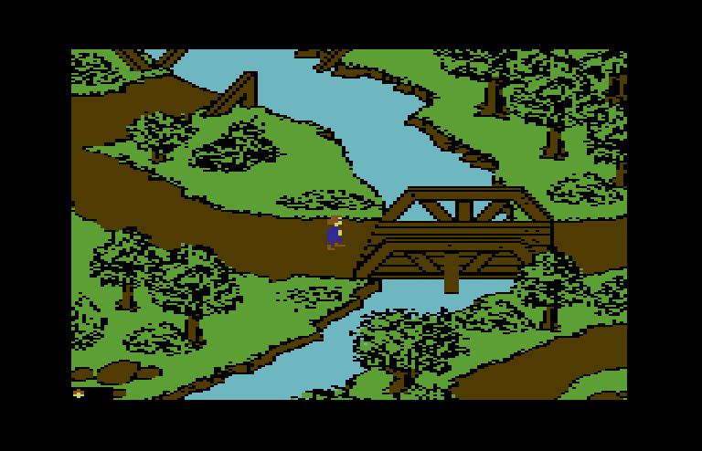Willow Commodore 64 Screenshot: Use this bridge to cross the river...