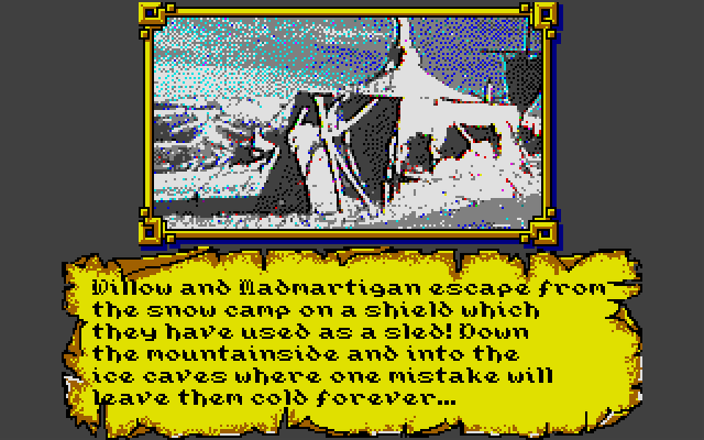 Willow Atari ST Screenshot: Escape through the ice caves.