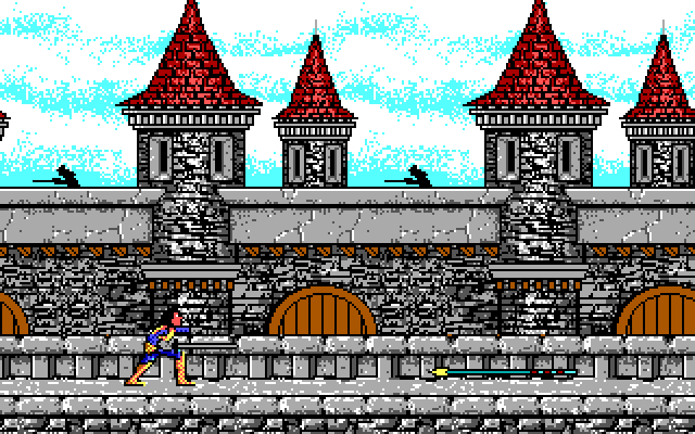 Willow IBM PC/Compatibles Screenshot: Before battle begins you need to jump and duck obstacles.