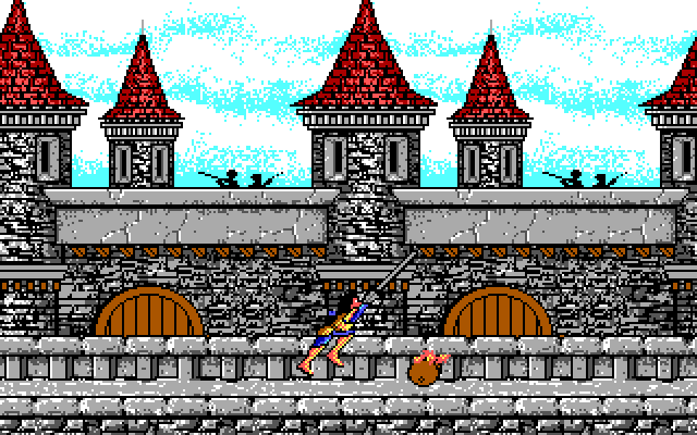 Willow IBM PC/Compatibles Screenshot: Jumping over an explosive...