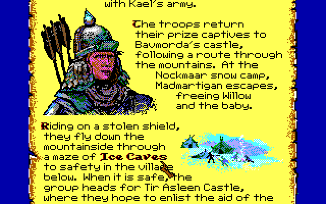 Willow IBM PC/Compatibles Screenshot: Another section of map; bold words mean you can click on them for another part of the game.