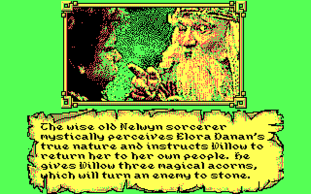 Willow IBM PC/Compatibles Screenshot: These magic acorns can help you in the woods sequence.