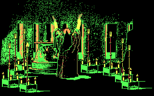 Willow IBM PC/Compatibles Screenshot: A candle is lit each time you lose a life.