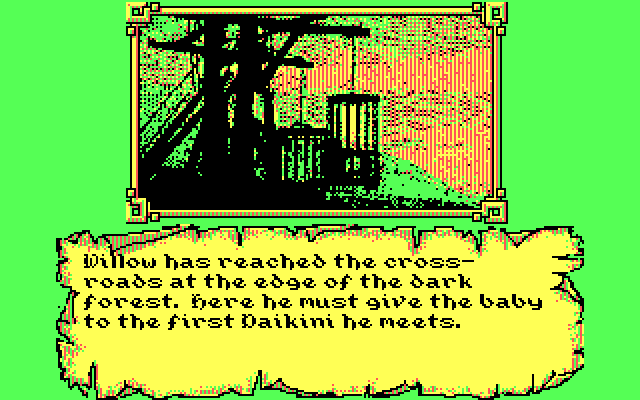 Willow IBM PC/Compatibles Screenshot: Willow has reached the crossroads.