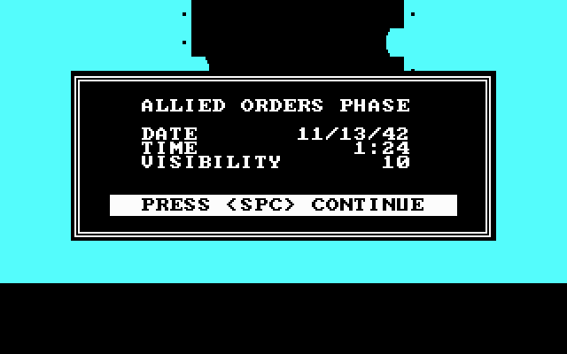 Warship IBM PC/Compatibles Screenshot: The Allied orders phase...