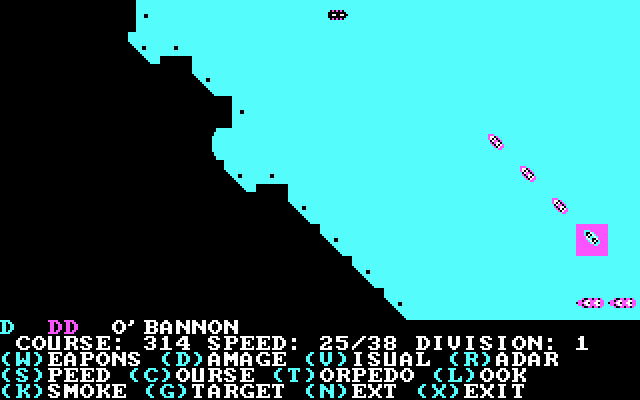 Warship IBM PC/Compatibles Screenshot: Select a ship to give some orders to...