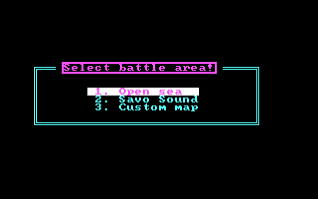 Warship IBM PC/Compatibles Screenshot: Select a battle area!