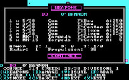 Warship for IBM PC/Compatibles - The weapons menu.