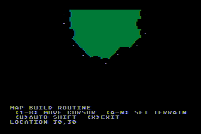 Warship Atari 8-bit Screenshot: Map build routine.